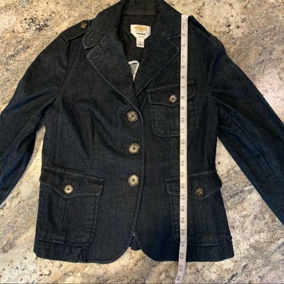 Talbots Petites denim blazer dark wash stretch military utility size 6 - Picture 9 of 10